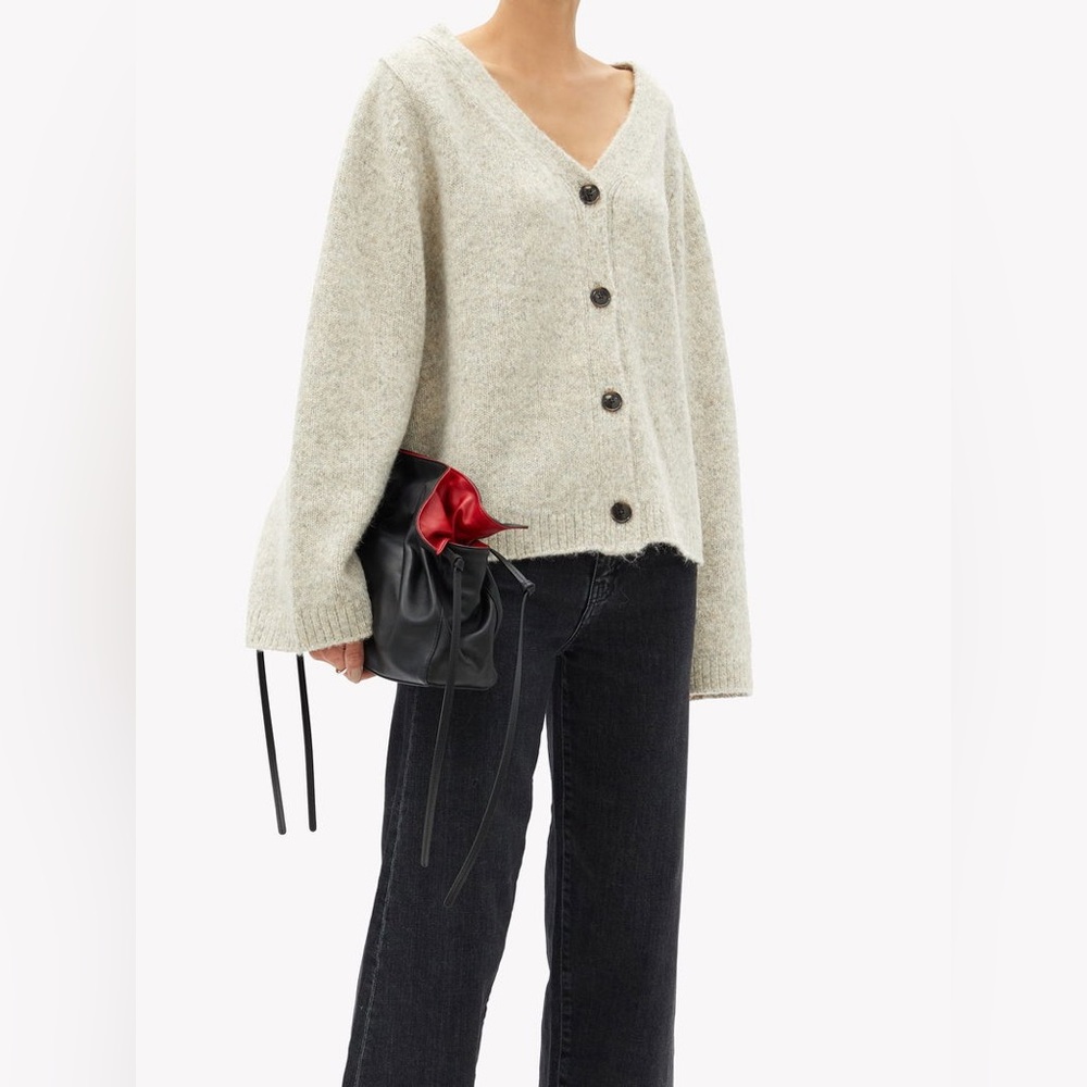 Toteme Treviso Cream Gray Wool-Alpaca Blend Cardigan XXS